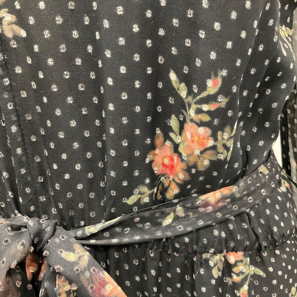 ZIMMERMANN BLACK MULTI FLORAL CHIFFON JUMPSUIT WITH BELT - Picture 5 of 6